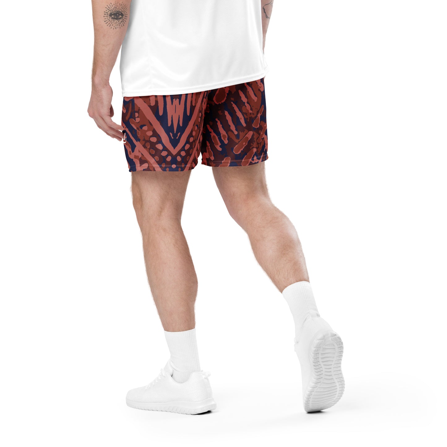 Mesh Shorts - Red Aztec